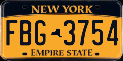 NY license plate FBG3754