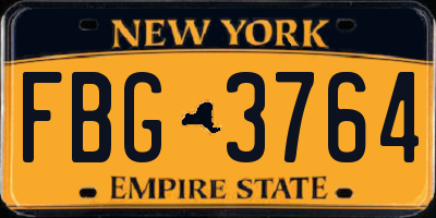 NY license plate FBG3764