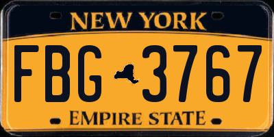 NY license plate FBG3767