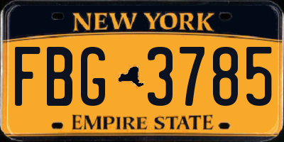 NY license plate FBG3785