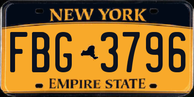 NY license plate FBG3796