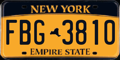 NY license plate FBG3810