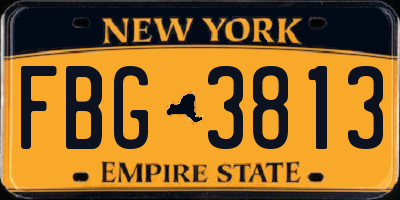 NY license plate FBG3813