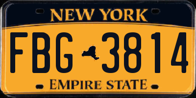 NY license plate FBG3814