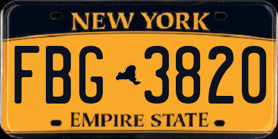 NY license plate FBG3820