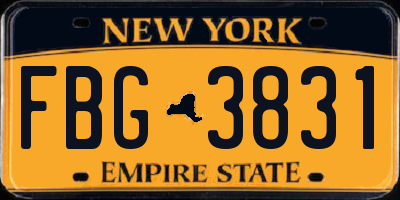 NY license plate FBG3831