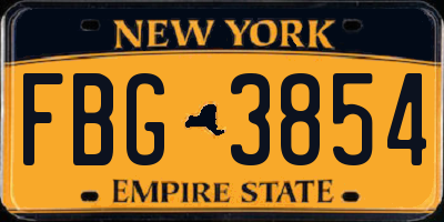 NY license plate FBG3854
