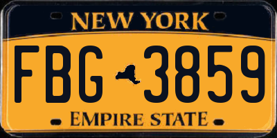 NY license plate FBG3859