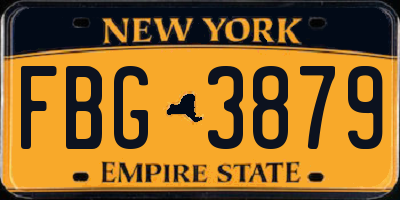 NY license plate FBG3879