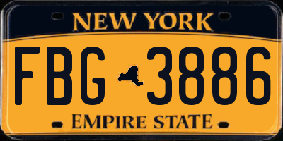 NY license plate FBG3886
