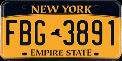 NY license plate FBG3891