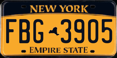 NY license plate FBG3905