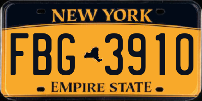 NY license plate FBG3910