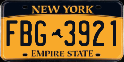 NY license plate FBG3921