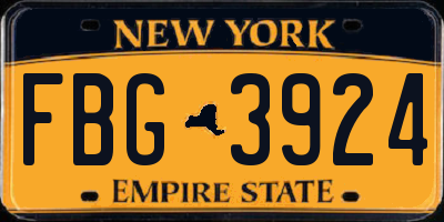 NY license plate FBG3924