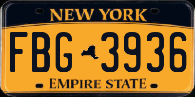NY license plate FBG3936