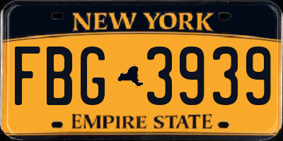 NY license plate FBG3939