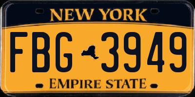 NY license plate FBG3949