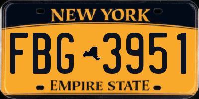 NY license plate FBG3951