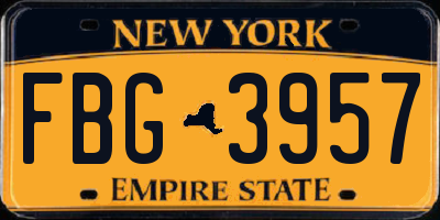 NY license plate FBG3957