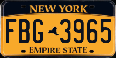 NY license plate FBG3965