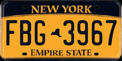 NY license plate FBG3967