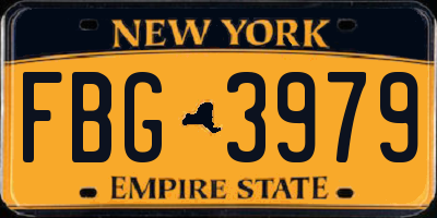 NY license plate FBG3979
