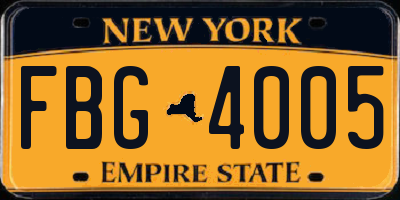 NY license plate FBG4005