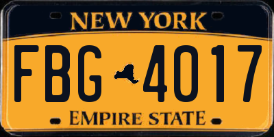 NY license plate FBG4017