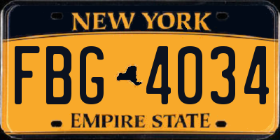 NY license plate FBG4034