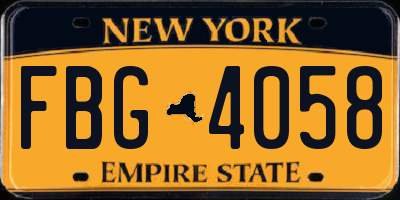 NY license plate FBG4058