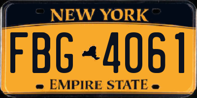 NY license plate FBG4061