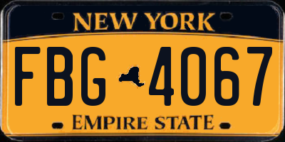 NY license plate FBG4067