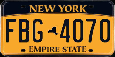 NY license plate FBG4070