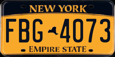 NY license plate FBG4073