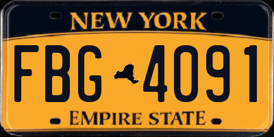 NY license plate FBG4091