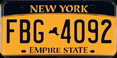NY license plate FBG4092