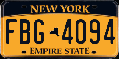 NY license plate FBG4094