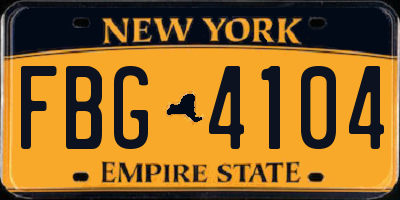 NY license plate FBG4104