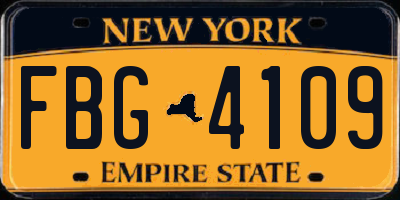 NY license plate FBG4109