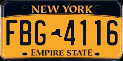 NY license plate FBG4116