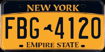 NY license plate FBG4120