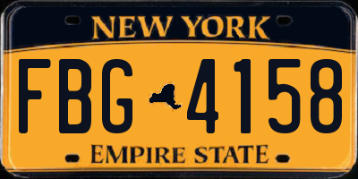 NY license plate FBG4158