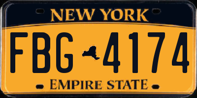 NY license plate FBG4174