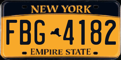 NY license plate FBG4182