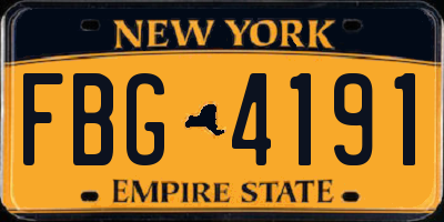 NY license plate FBG4191