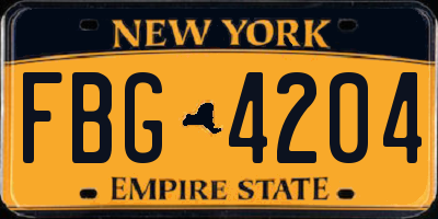 NY license plate FBG4204