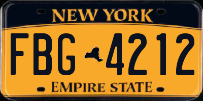 NY license plate FBG4212