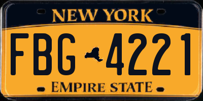 NY license plate FBG4221