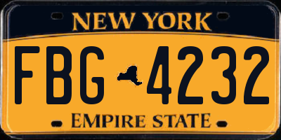 NY license plate FBG4232